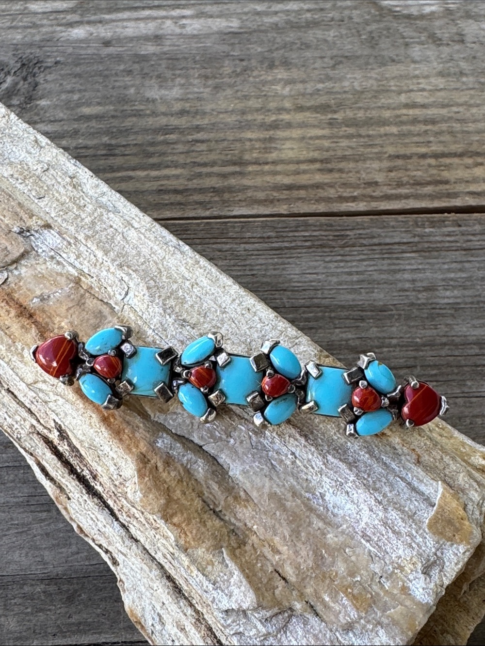 Sterling Silver Pin with Turquoise and Spiny Oyster